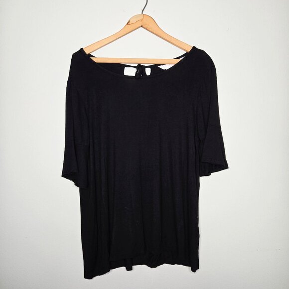 LC Lauren Conrad Black Soft Stretchy Keyhole Blouse L - Picture 1 of 8